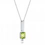 14k White Gold Peridot And Diamond Pendant - Flat View -  101564 - Thumbnail