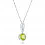 18k White Gold 18k White Gold Peridot And Diamond Pendant - Flat View -  102515 - Thumbnail