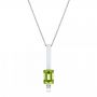 14k White Gold Peridot And Diamond Pendant - Three-Quarter View -  101564 - Thumbnail