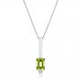 18k White Gold 18k White Gold Peridot And Diamond Pendant - Three-Quarter View -  101564 - Thumbnail