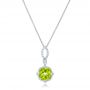 14k White Gold Peridot And Diamond Pendant - Three-Quarter View -  102515 - Thumbnail