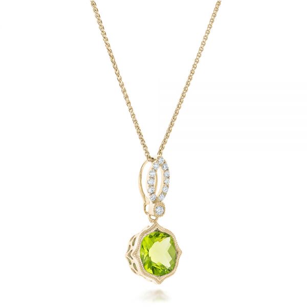18k Yellow Gold 18k Yellow Gold Peridot And Diamond Pendant - Flat View - 102515