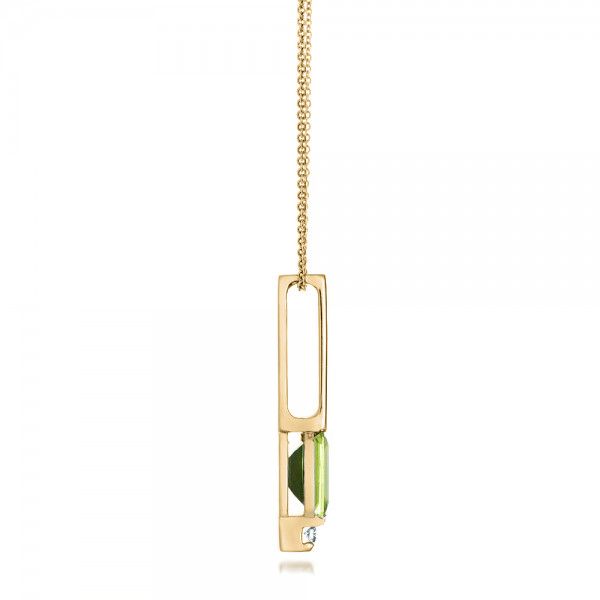 18k Yellow Gold 18k Yellow Gold Peridot And Diamond Pendant - Side View -  101564