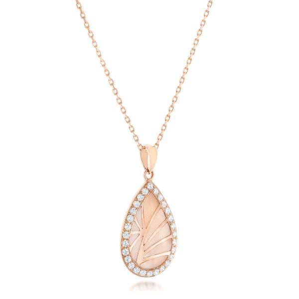 18k Rose Gold 18k Rose Gold Pink Mother Of Pearl And Diamond Venus Mini Pendant - Flat View -  102500