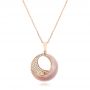 14k Rose Gold Pink Mother Of Pearl And Diamond Venus Twist Pendant - Three-Quarter View -  102493 - Thumbnail