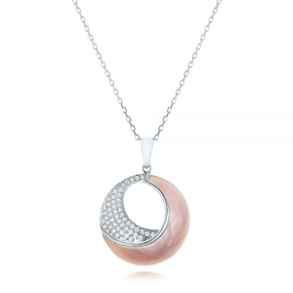  Platinum Platinum Pink Mother Of Pearl And Diamond Venus Twist Pendant - Three-Quarter View -  102493