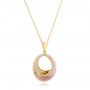 14k Yellow Gold 14k Yellow Gold Pink Mother Of Pearl And Diamond Venus Twist Pendant - Flat View -  102493 - Thumbnail