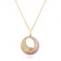 14k Yellow Gold Pink Mother Of Pearl And Diamond Venus Twist Pendant