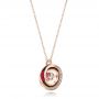 14k Rose Gold 14k Rose Gold Pink Opal And Diamond Circle Pendant - Flat View -  101967 - Thumbnail