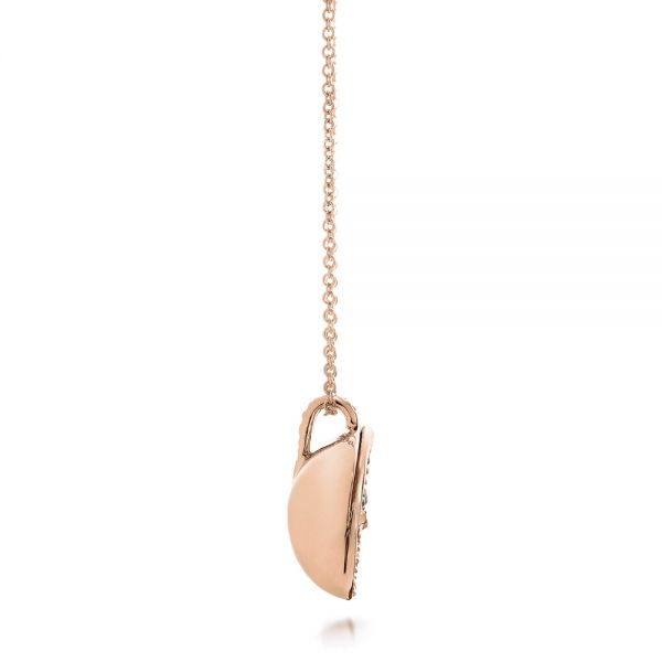 18k Rose Gold 18k Rose Gold Pink Opal And Diamond Circle Pendant - Side View - 101967