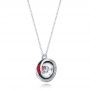 18k White Gold 18k White Gold Pink Opal And Diamond Circle Pendant - Flat View -  101967 - Thumbnail