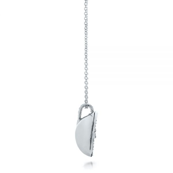 14k White Gold Pink Opal And Diamond Circle Pendant - Side View - 101967