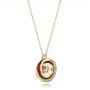 14k Yellow Gold 14k Yellow Gold Pink Opal And Diamond Circle Pendant - Flat View -  101967 - Thumbnail