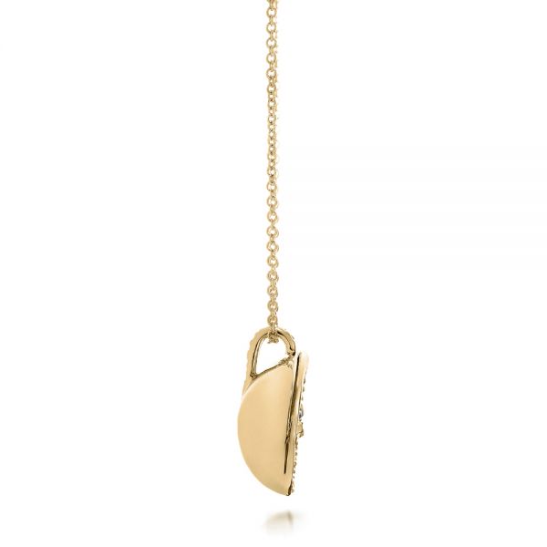 14k Yellow Gold 14k Yellow Gold Pink Opal And Diamond Circle Pendant - Side View - 101967