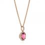 18k Rose Gold 18k Rose Gold Pink Oval Tourmaline And Diamond Halo Pendant - Flat View -  106015 - Thumbnail