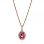 14k Rose Gold 14k Rose Gold Pink Oval Tourmaline And Diamond Halo Pendant - Three-Quarter View -  106015 - Thumbnail
