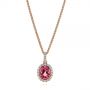 18k Rose Gold 18k Rose Gold Pink Oval Tourmaline And Diamond Halo Pendant - Three-Quarter View -  106015 - Thumbnail