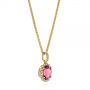 18k Yellow Gold 18k Yellow Gold Pink Oval Tourmaline And Diamond Halo Pendant - Flat View -  106015 - Thumbnail