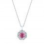  Platinum Platinum Pink Sapphire And Diamond Pendant - Three-Quarter View -  103625 - Thumbnail