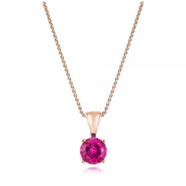 18k Rose Gold 18k Rose Gold Pink Tourmaline Pendant - Three-Quarter View -  100968