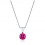 14k White Gold Pink Tourmaline Pendant - Three-Quarter View -  100968 - Thumbnail