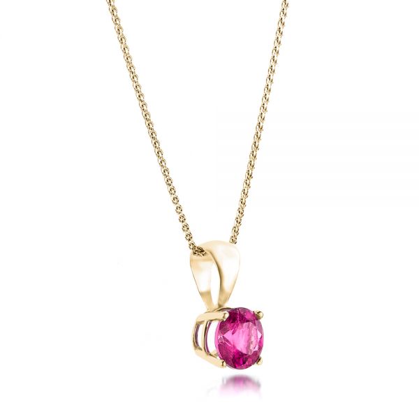 18k Yellow Gold 18k Yellow Gold Pink Tourmaline Pendant - Flat View -  100968