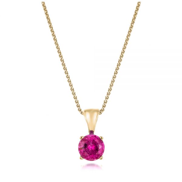 18k Yellow Gold 18k Yellow Gold Pink Tourmaline Pendant - Three-Quarter View -  100968