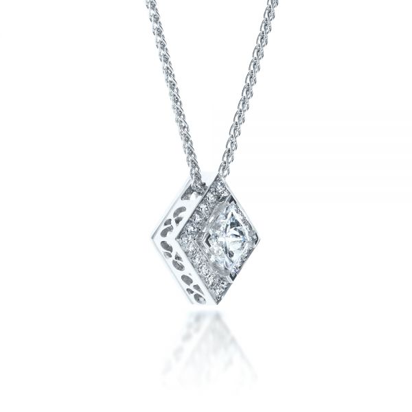  18K Gold 18K Gold Princess Cut Diamond Pendant - Flat View -  1332