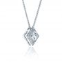  14K Gold Princess Cut Diamond Pendant - Flat View -  1332 - Thumbnail