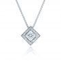  18K Gold 18K Gold Princess Cut Diamond Pendant - Front View -  1332 - Thumbnail