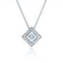  Platinum Platinum Princess Cut Diamond Pendant - Front View -  1332 - Thumbnail