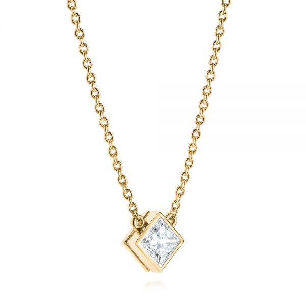 14k Yellow Gold 14k Yellow Gold Princess Cut Diamond Solitaire Pendant - Flat View -  105078