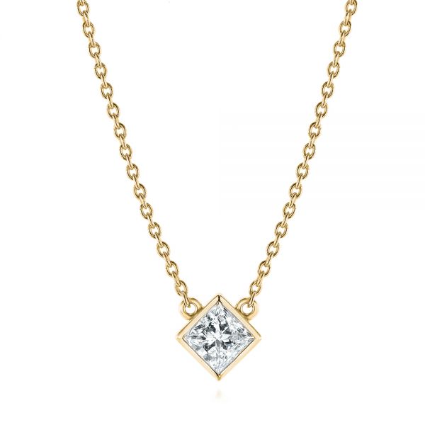 18k Yellow Gold Princess Cut Diamond Solitaire Pendant #105078 ...