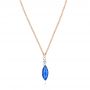  Platinum Platinum Princess Cut Diamond And Marquise Blue Sapphire Necklace - Flat View -  106696 - Thumbnail