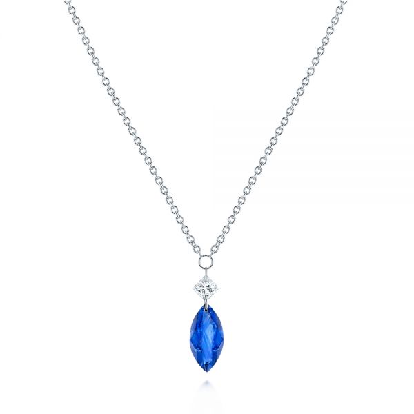 Princess Cut Diamond and Marquise Blue Sapphire Necklace - reference design