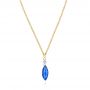 14k Yellow Gold 14k Yellow Gold Princess Cut Diamond And Marquise Blue Sapphire Necklace - Flat View -  106696 - Thumbnail