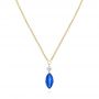 18k Yellow Gold 18k Yellow Gold Princess Cut Diamond And Marquise Blue Sapphire Necklace - Three-Quarter View -  106696 - Thumbnail