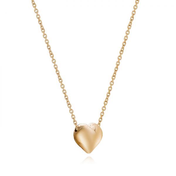 18k Rose Gold 18k Rose Gold Puffed Heart Adjustable Necklace - Flat View - 107690