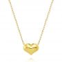 14k Yellow Gold Puffed Heart Adjustable Necklace - Three-Quarter View -  107690 - Thumbnail