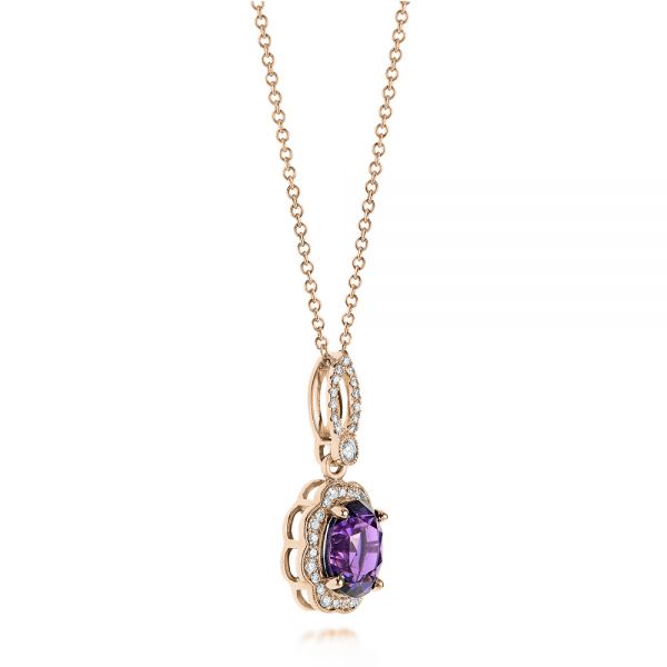 18k Rose Gold 18k Rose Gold Purple Sapphire And Diamond Pendant - Flat View -  103750