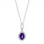 14k White Gold Purple Sapphire And Diamond Pendant - Three-Quarter View -  103750 - Thumbnail