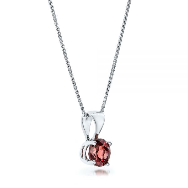 14k White Gold Rhodolite Pendant - Flat View - 100966