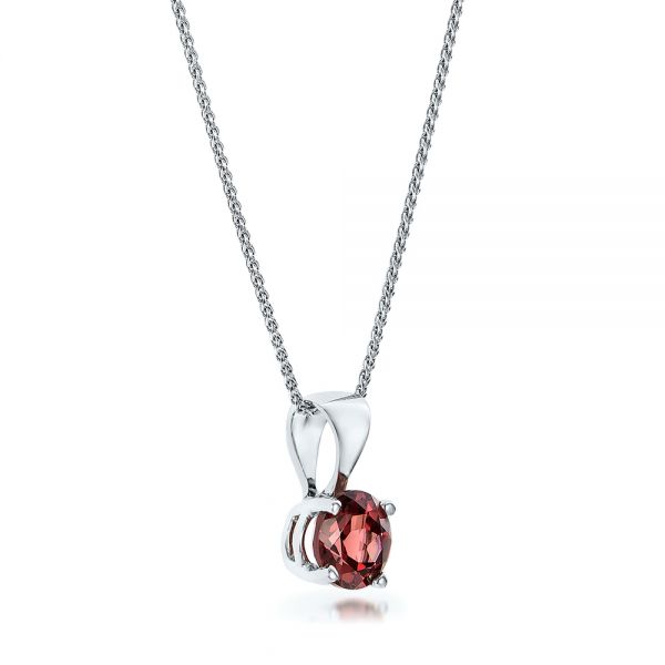 14k White Gold Rhodolite Pendant - Flat View -  100966