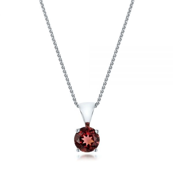 14k White Gold Rhodolite Pendant - Three-Quarter View -  100966