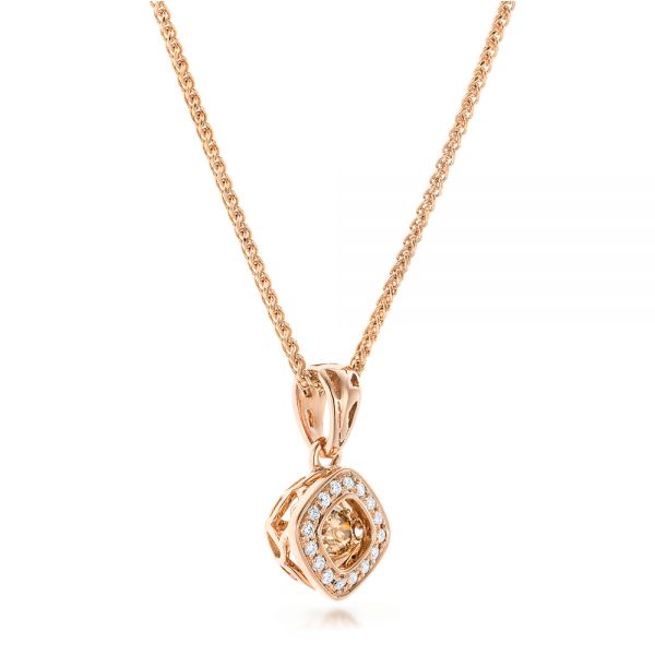 14k Rose Gold 14k Rose Gold Rock'n Roll Moving Center Diamond Pendant - Flat View -  102527