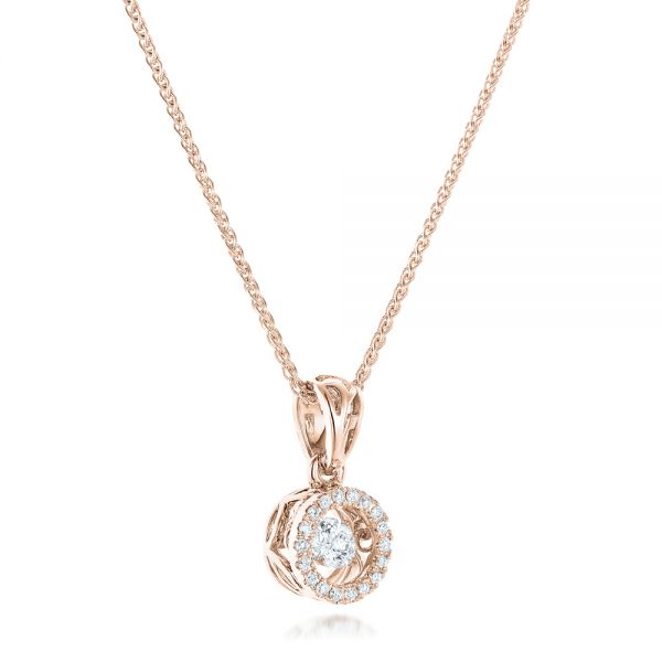 18k Rose Gold 18k Rose Gold Rock'n Roll Moving Center Diamond Pendant - Flat View -  102528