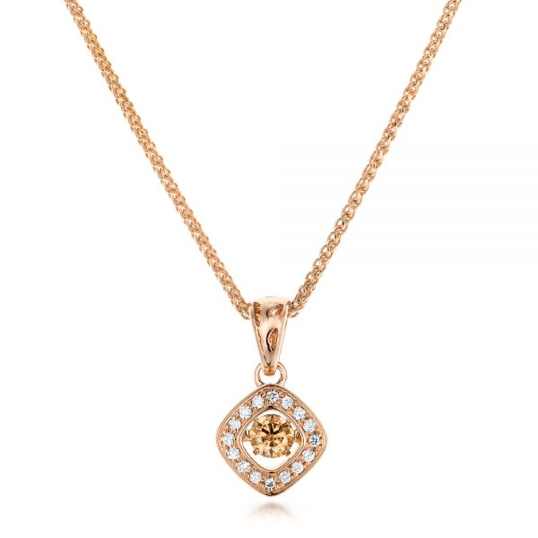 18k Rose Gold 18k Rose Gold Rock'n Roll Moving Center Diamond Pendant - Three-Quarter View -  102527