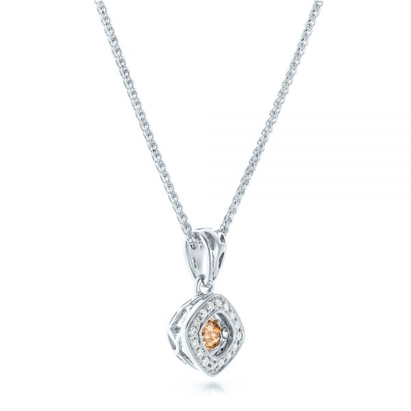 14k White Gold 14k White Gold Rock'n Roll Moving Center Diamond Pendant - Flat View -  102527