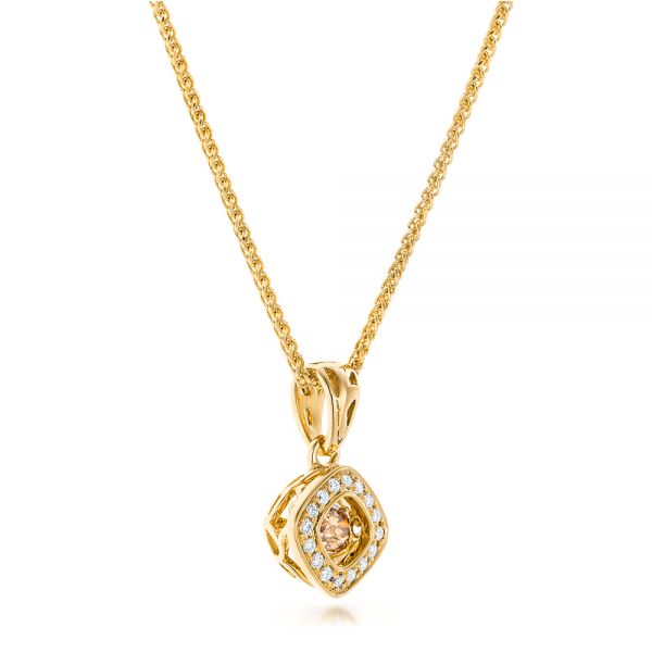 18k Yellow Gold 18k Yellow Gold Rock'n Roll Moving Center Diamond Pendant - Flat View -  102527