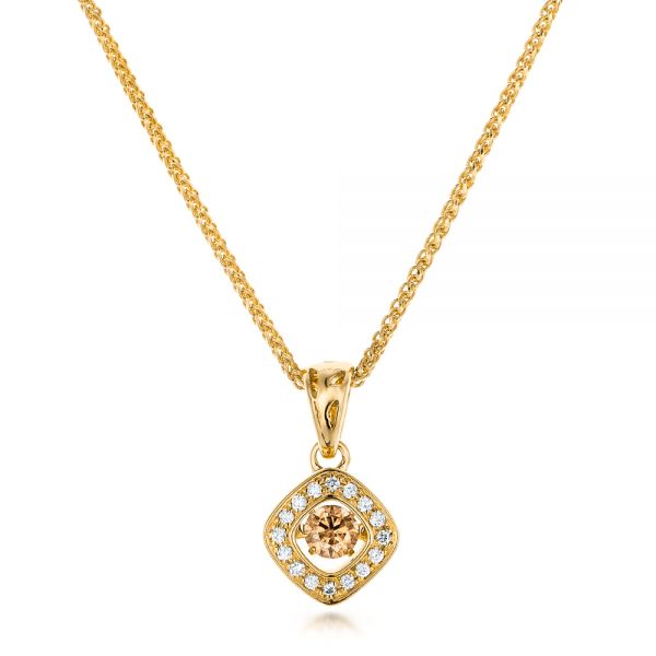 18k Yellow Gold 18k Yellow Gold Rock'n Roll Moving Center Diamond Pendant - Three-Quarter View -  102527